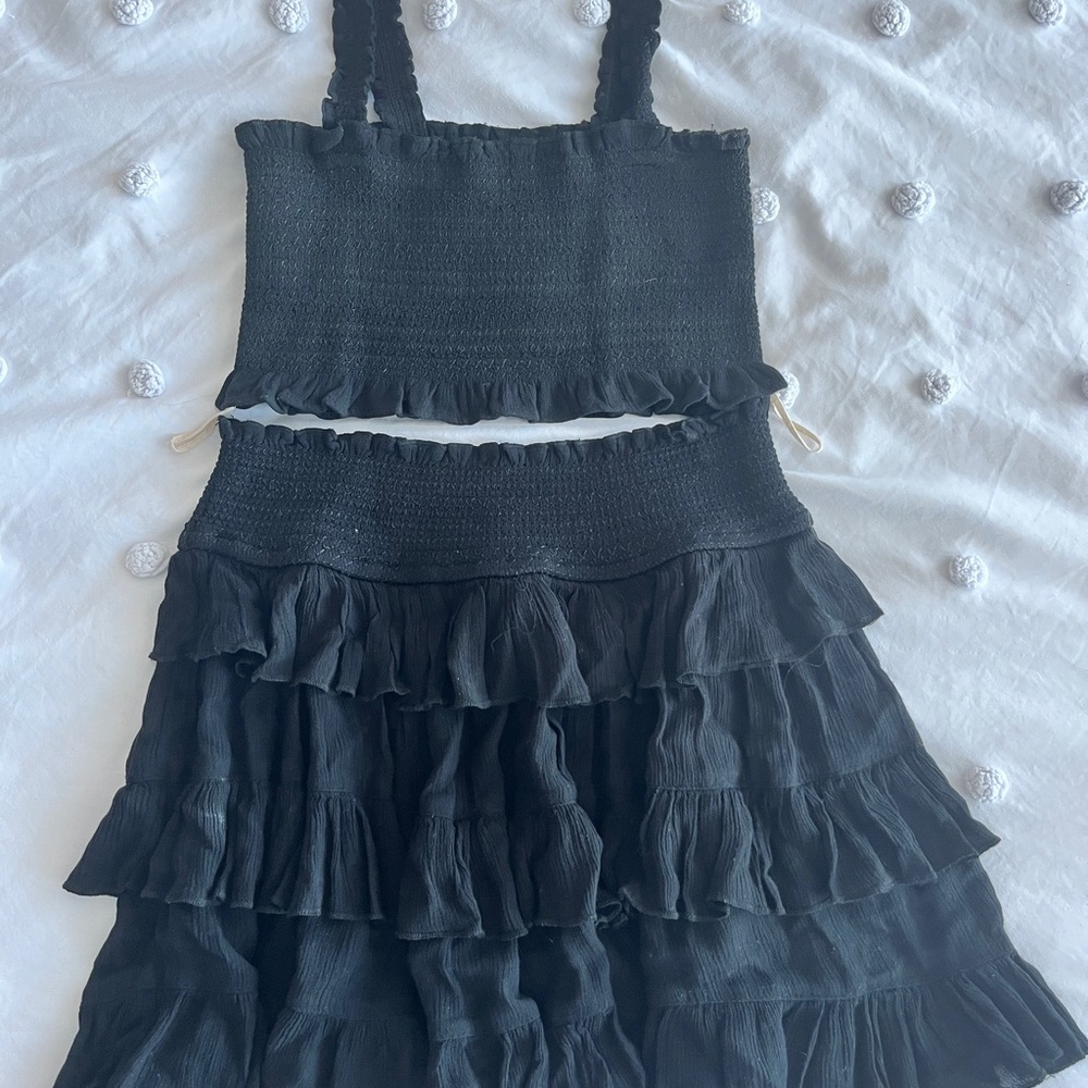 Free People Black Ruffled Two-Piece Set - Picture 2 of 4